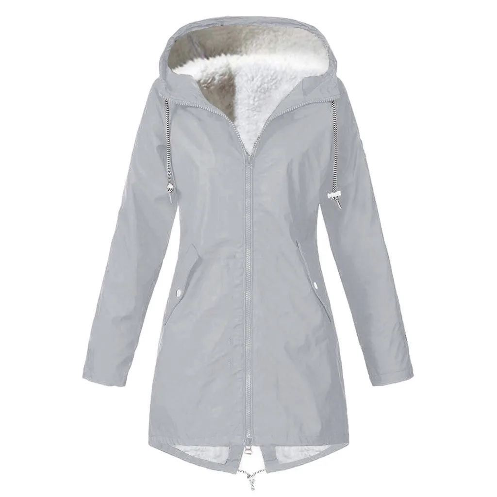 Женский ветрозащитный водонепроницаемый меховой дождевик из флока для улицы, толстый размера плюс 5XL плюс бархатная куртка с капюшоном, зимняя куртка, меховое пальто