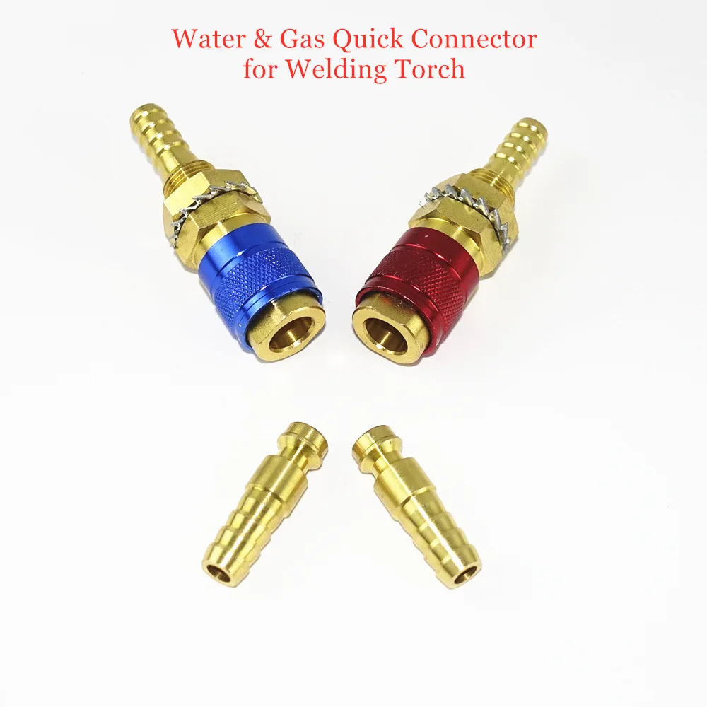 Blue Durable Wear-Resistance Lightweight Quick Fitting Hose Connector Water Cooled and Gas Adapter for Welding Torch Mig Tig Welder Torch