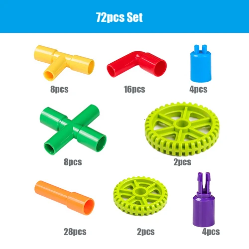 DIY строительные блоки для водопроводных труб, строительные игрушки для детей, сборка туннель из труб, блоки, игрушки для детей, подарки - Цвет: 72pcs