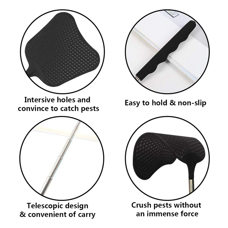 Mosquito and Fly Killing Plastic Fly Swatter Retractable Stainless Steel Rod Suitable for Indoor and Outdoor Use 2 Pack fly swatter