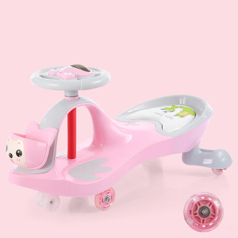 Детская машинка с рулем 1-3 лет скутер walker mute детские качели музыка - Цвет: pink flash wheel