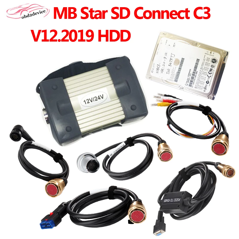 Best Price 2020 MB STAR C3 Car Diagnostic Tool Software free install HDD C3 SD scanner and RS232 RS485 cable for MB cars trucks diagnostic