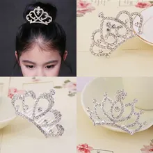 Детская корона принцессы для девочек, детские свадебные аксессуары для волос, свадебная тиара с кристаллами, серебряные украшения, украшение на голову