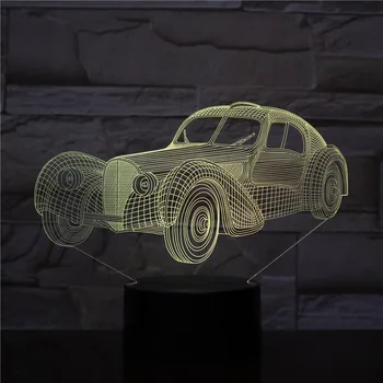 

3D Lamp Vintage Car Best Present for Teenager for Birthday Decoration Atmosphere Color Changing with Remote Led Night Light Lamp
