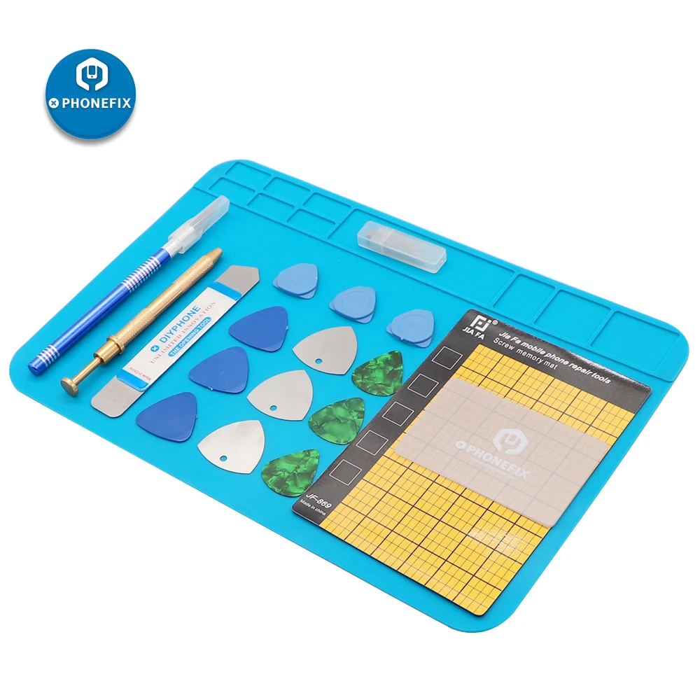 PHNEFIX 20 in 1 Mobile Phone Opening Pry Tools Battery Replacement Tool Kit With Soldering Mat for iPhone Tablet PC Repair