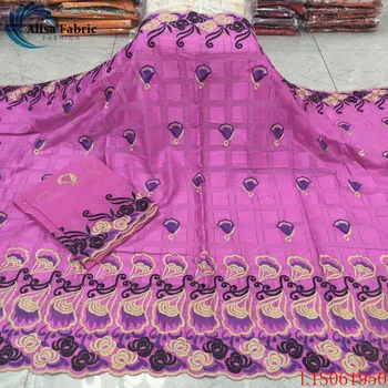 

Alisa pink embroidery african 100% cotton fabric swiss voile dry lace with stones french style chiffon fabric 5 yards+2yards/set