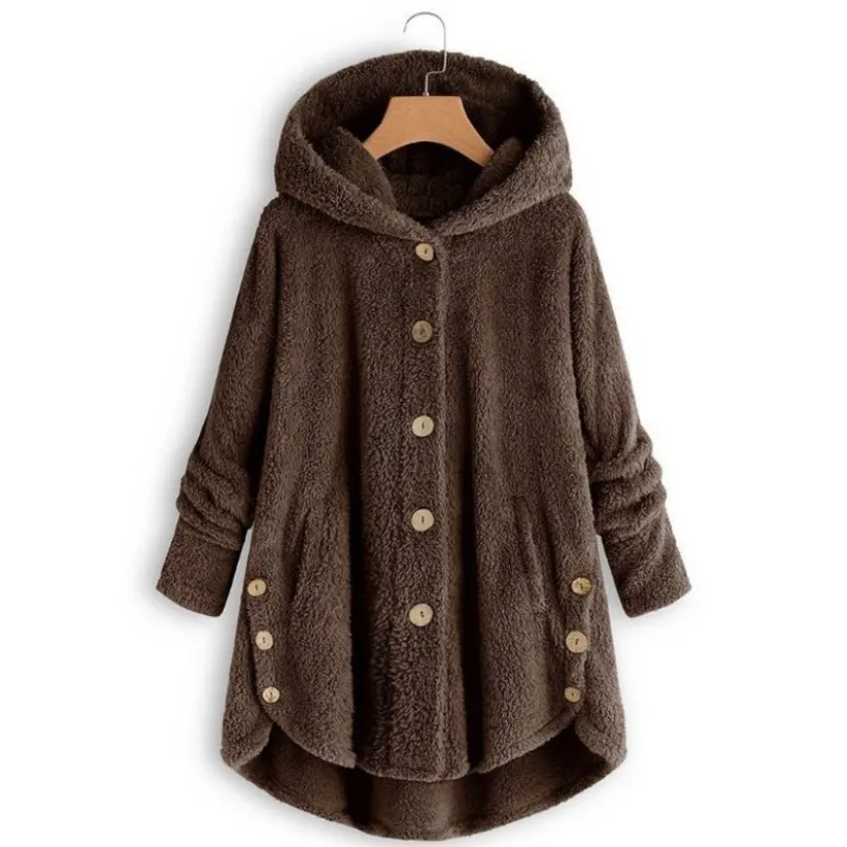 2020 Winter New Fashion WOMEN'S Dress Europe And America Button Plush Tops Irregular Popular Brand Solid Color Coat 2020 Winter New Fashion WOMEN'S Dress Europe And America Button Plush Tops Irregular Popular Brand Solid Color Coat
