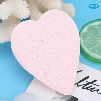 

5pcs Makeup Sponge, Portable Heart-shaped Face Cleansing Puff, Beauty Sponge Makeup Blender Foundation Sponge