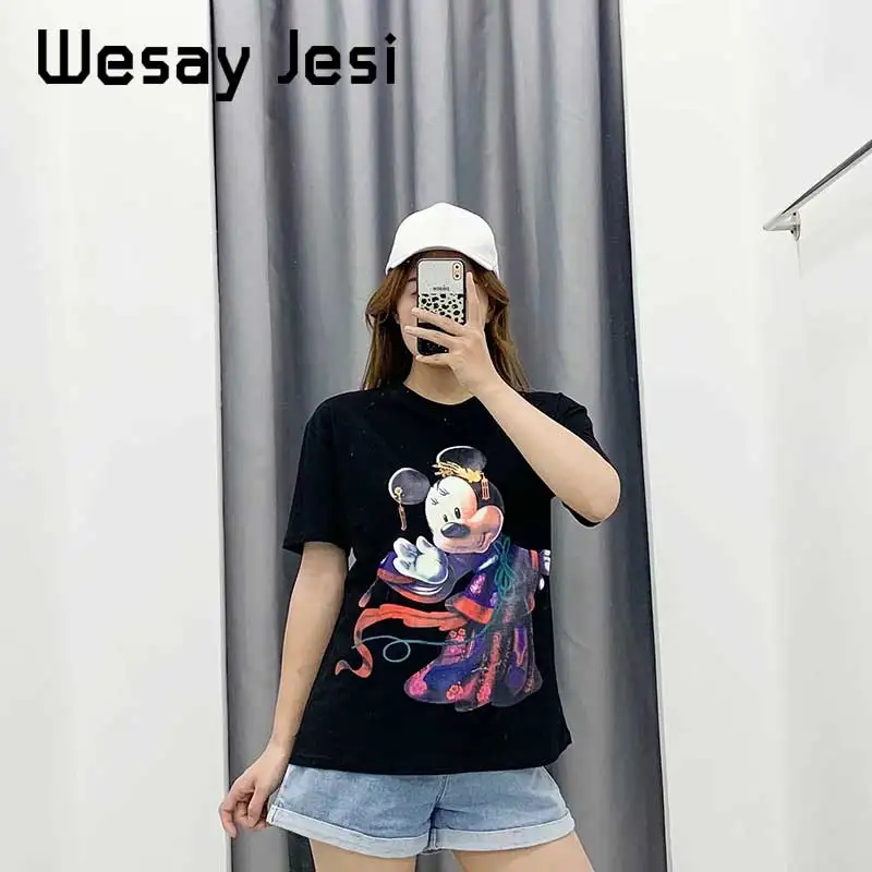 Women clothes tshirt vintage O-neck cartoon print cotton t shirt streetwear harajuku women's t-shirts plus size tops