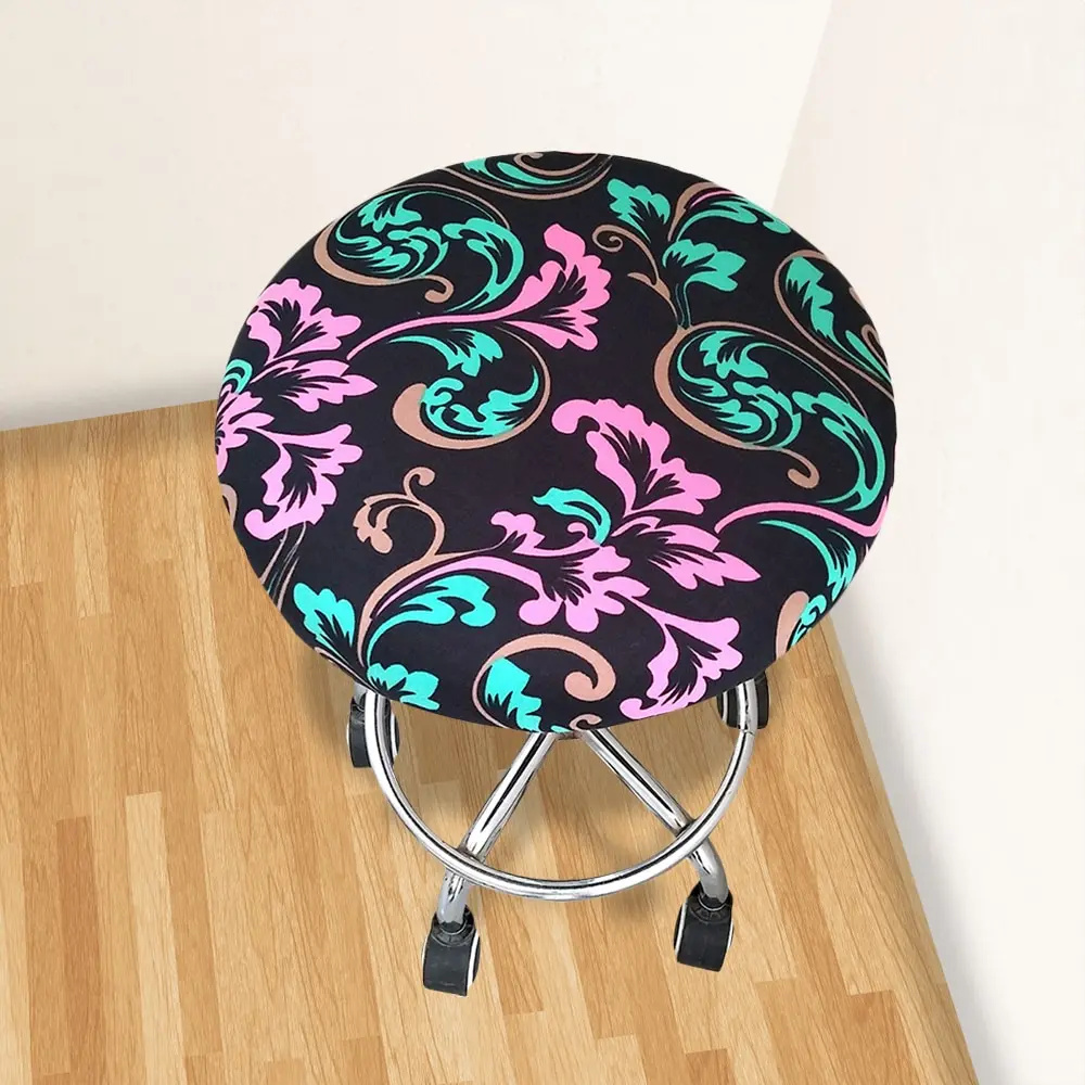 Круглая крышка стула барная крышка стула упругое сиденье крышка домашний чехол для кресла круглое кресло барный стул с цветочным принтом - Цвет: Красный