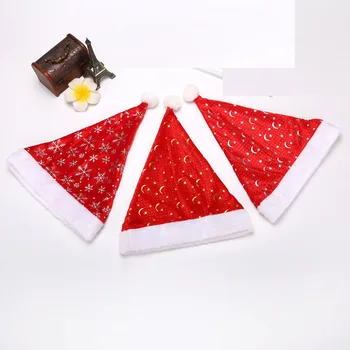 

Christmas Hat 28*38cm Party Decoration Santa Claus Gold Silver Snowflake Hats Xmas Caps With Ball Soft Cap