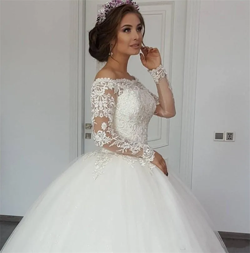 ANGELSBRIDEP бальное платье с длинным рукавом свадебные платья Robe de mariee роскошная