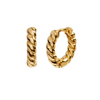 

LOZRUNVE Korean Feminine Jewellery 925 Sterling Silver 18k Gold Fashion Design Twisted Hoop Earring