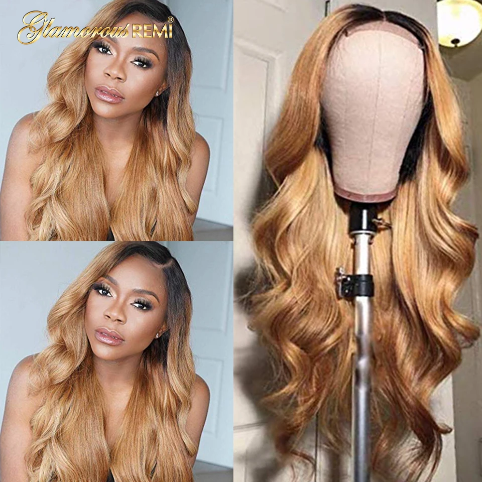 Perucas de Cabelo Humano da Parte Dianteira do Laço com o Cabelo do Bebê Brasileiro para Nós de Lixívia para Mulheres Ondulado Arrancadas Ombre Cor Loiro 1b – 27 Pre