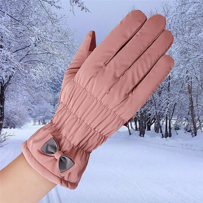 Женские водонепроницаемые ветрозащитные перчатки зимние уличные спортивные лыжные перчатки нейлоновые модные Упакованные безопасно в пузырчатую сумку сохраняющие тепло - Цвет: Pink