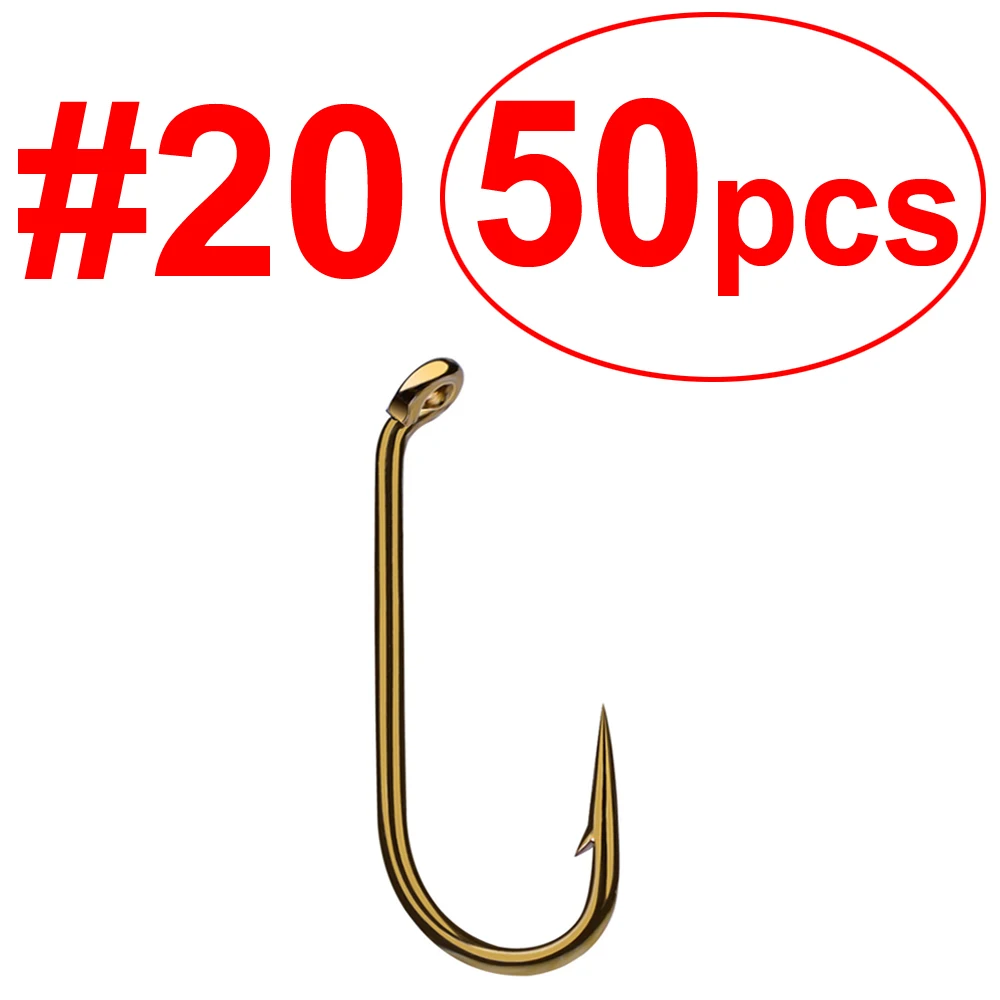 50pcs/Pack Nymph Wet Fly Tying Hook Bronzed Color Barbed Trout