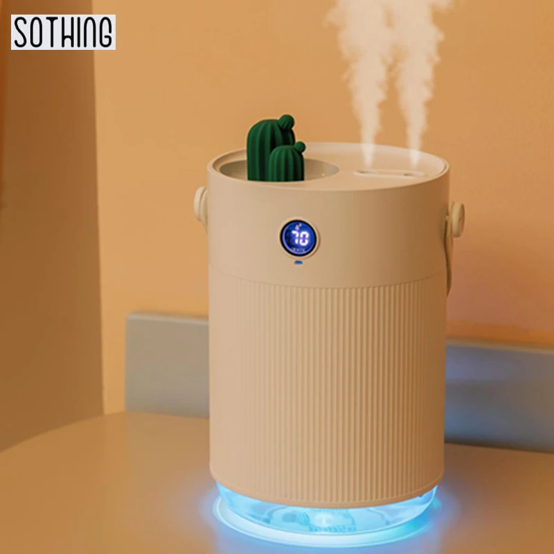 YouPin 1L Sothing Cactus Double Spray Humidifier LCD Digital Detect Humidity Purifying Air Mist Diffuser With 7 Colorful LED Lig |