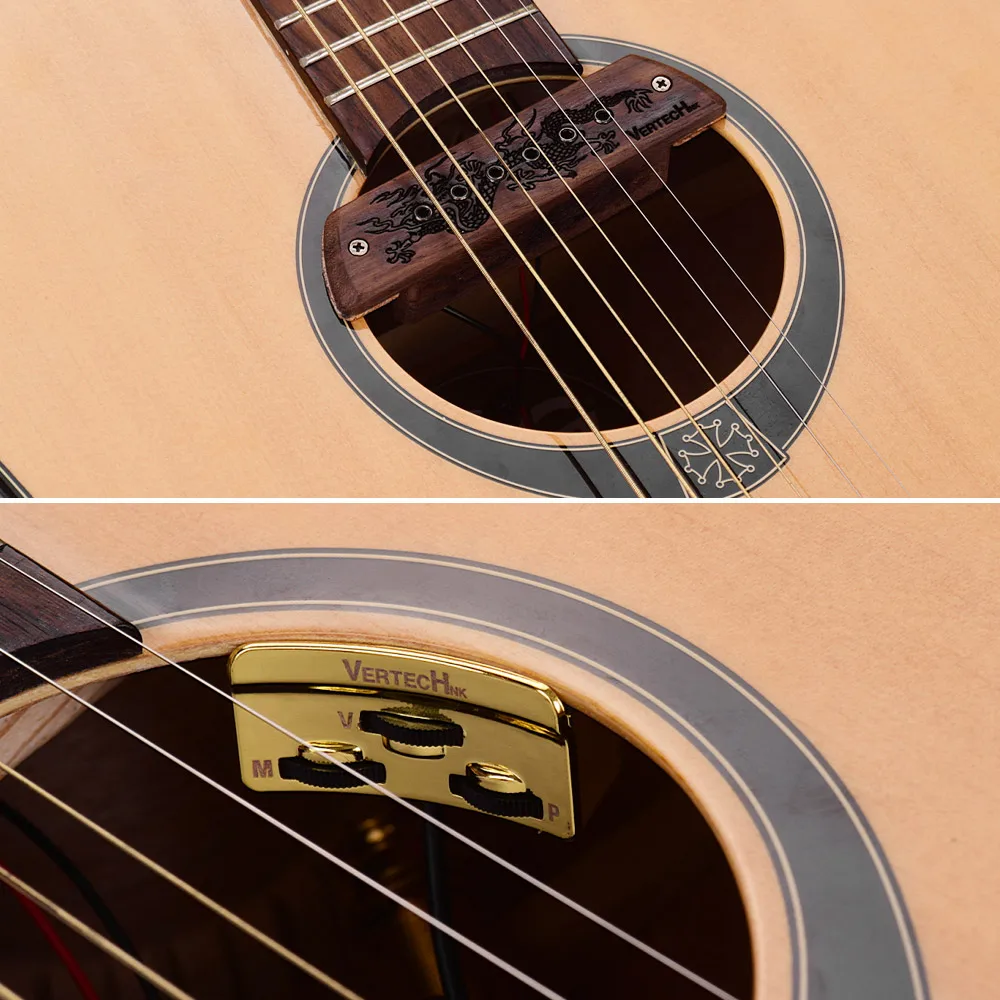 VERTECHnk V-20 активная розетка для гитары Датчик захвата Humbucker+ Mic Dual pick-up Way с 6,35 мм гнездо пуговицы регулятор громкости