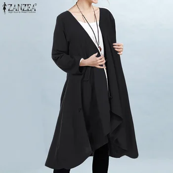 

ZANZEA Plus Size Women Tops and Blouses 2020 Spring Long Sleeve Asymmetrical Tops Female Buttons Down Casual Solid Tunic Blusas