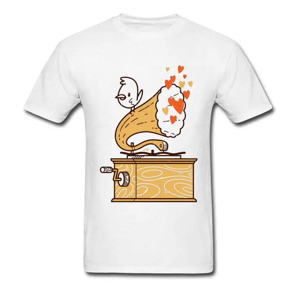 Casual Men T Shirts Phonograph And The Bird O-Neck T-shirts Summer/Fall Gramophone Party Tops Short Sleeve Funny Cotton Clothing | Мужская