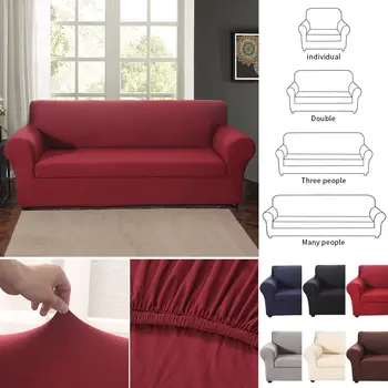 

Stretch Sofa Slipcover 2-Piece Cover Furniture Protector Elastic Anti-Slip Spandex Fabric Multi Color