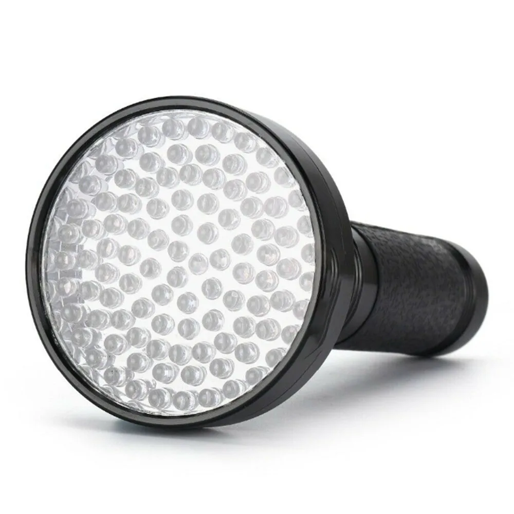 

100 LED UV Led Flashlight 395nm Ultra Violet Torch Lamp Blacklight Detector AA Battery Powered with Glasses Pet Stain Detector
