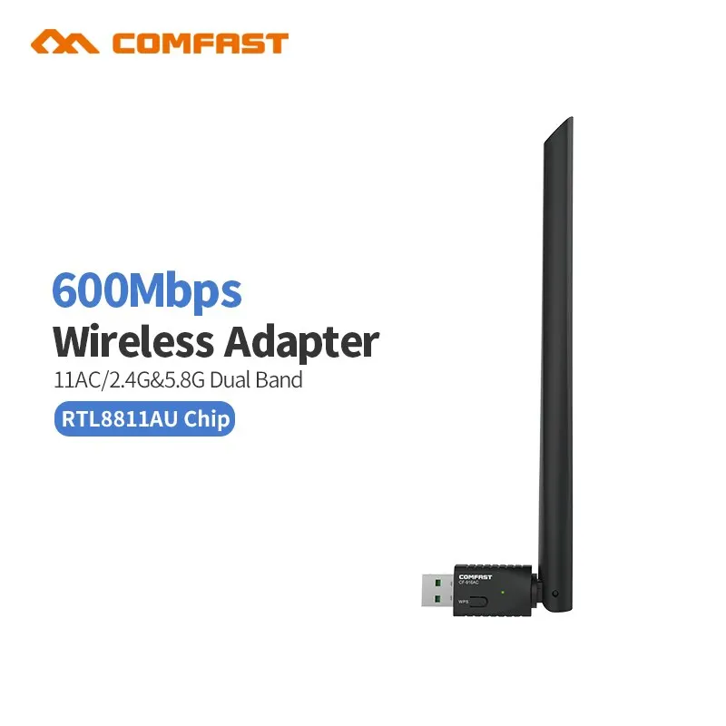COMFAST-916AC AC600 двухдиапазонный 2,4+ 5,8 ГГц мини USB wi-fi адаптер беспроводной ключ 600 Мбит/с ПК адаптер wi-fi приемник