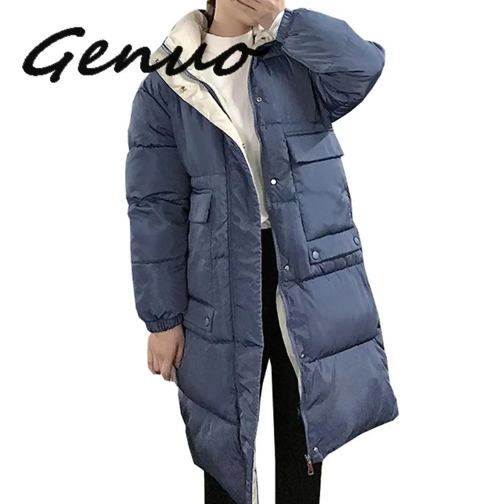 

Genuo New Hooded Ladies Coat Long Coats Parka Oversize Colour Jacket Mid-long Women Winter Thick Jacket Down Jacket Women Winter
