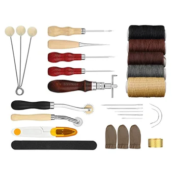 

Professional Leather Craft Tools Sewing Stitching Punch Carving Work Saddle Groover Set Leathercraft Accessories