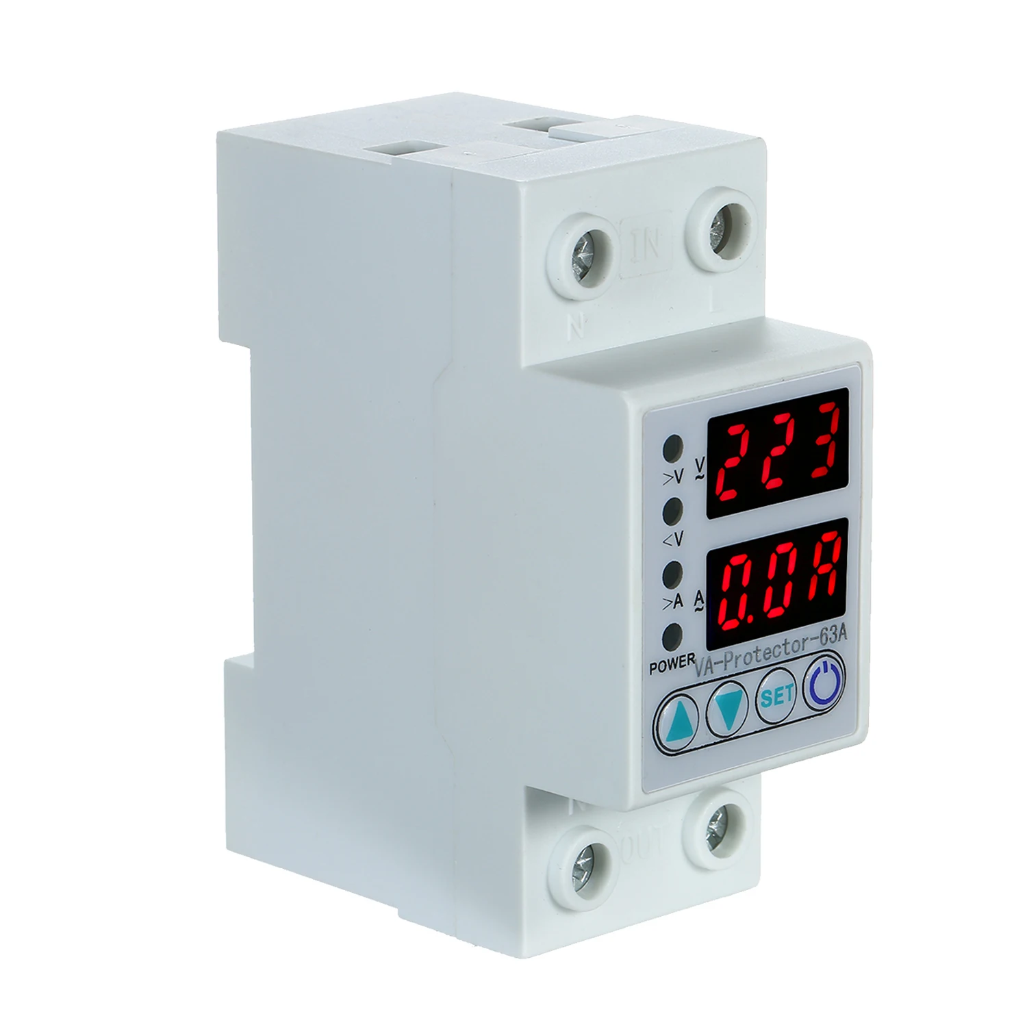 63A 220V din-рейку Регулируемая Накладные наушники Напряжение и под защитное