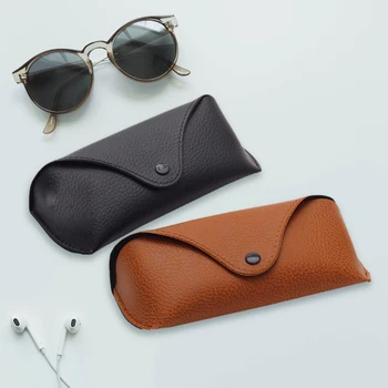 

2020Retro Sunglasses Box Classic Texture Delicate Creative Design PU Leather Button Eyewear Case Glasses Protective Organizer#38
