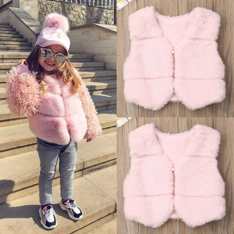Baby Kids Girls Faux Fur Vest Waistcoat Warm Winter Coats Outwear Jacket Fashion 