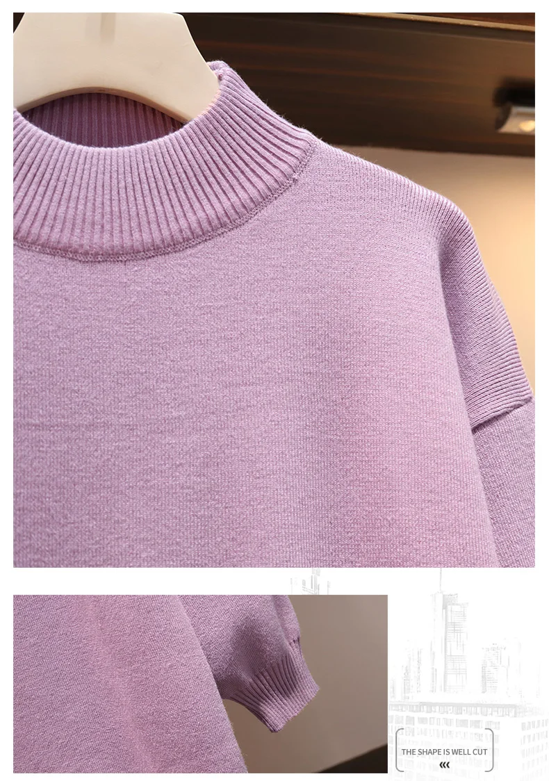 Plus Size M-4XL Autumn Winter Women Knitting Sweater Dress Female Loose Chiffon Patchwork Solid Pullover Dresses L4044