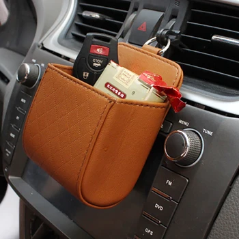 

Car Outlet Vent Seat Back Tidy Storage Box PU Leather Coin Bag Case Pocket Organizer Hanging Holder Pouch Automobile Accessories
