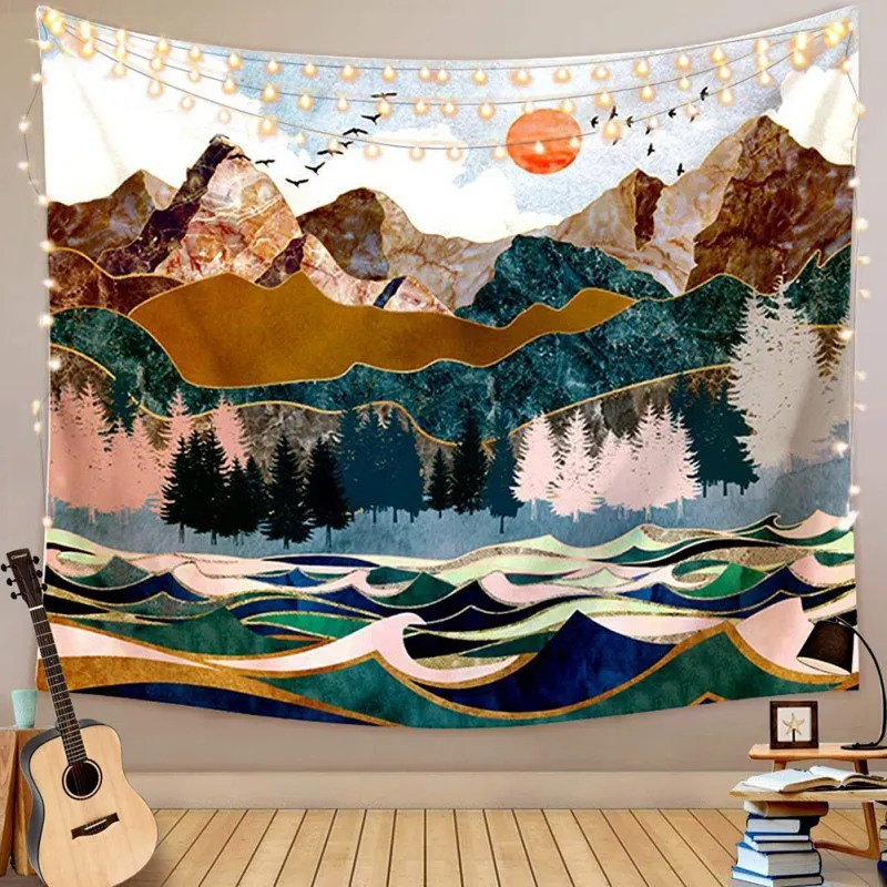 Colorful Mountain Sunset Tapestry Wall Hanging Tapestry Nature Landscape Art Wall Home Decoration For Bedroom Living Room#8