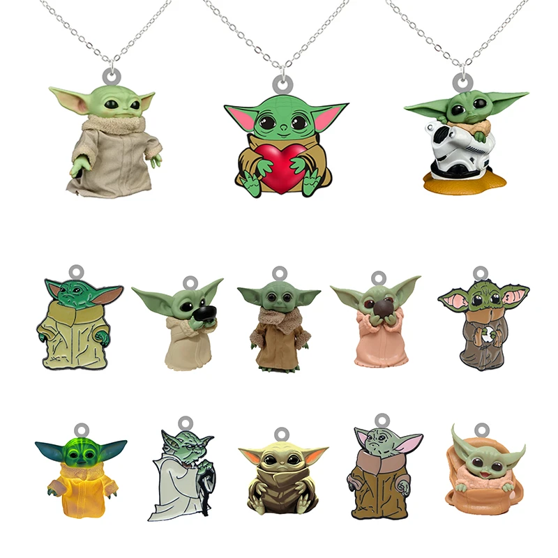 Disney Star Wars Mandalorian Cute Tiny Baby Yoda Pattern Anime Pendant Necklace Epoxy Resin Chain Necklace Jewelry Trendy Fyd454 Pendant Necklaces Aliexpress
