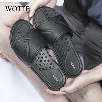 

WOTTE Men Slippers Bathroom Soft Slides Men Summer Outdoor Flip Flops Men Non-slip Couple Slides Home Slippers chanclas hombre