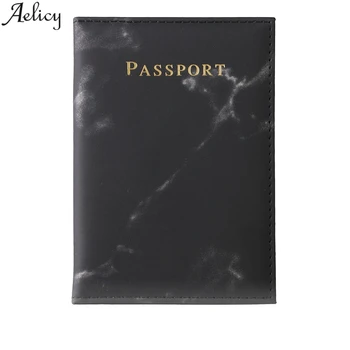 

Aelicy Marble Pattern Protective Cover Waterproof Wallet Business Card Passport Bag Simple Solid Color Clip Coin Purse