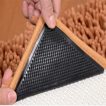 

4PCS Anti Skid RUG Fixed Sticker Non Slip Reusable Carpet Mat Gripper