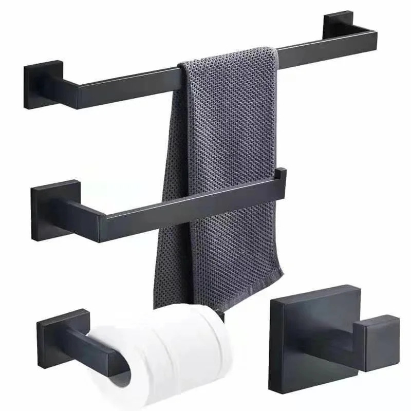 Matte Black Bathroom Decoration Towel Holder Toilet Paper Holder Hook Stainless Steel Material