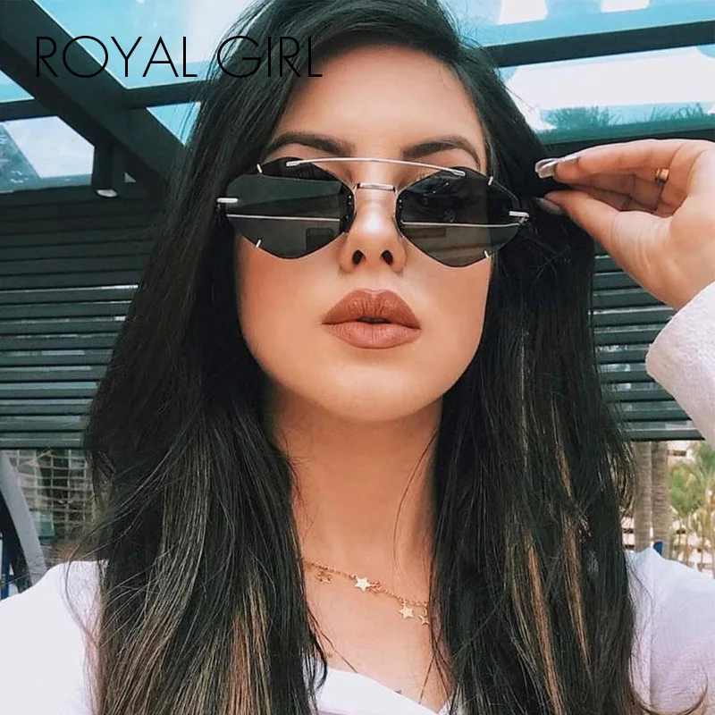 

ROYAL GIRL Personality Frameless Polygon Ladies Sunglasses 2019 New Brand Designer Ultra Light Punk sSunglasses ss363