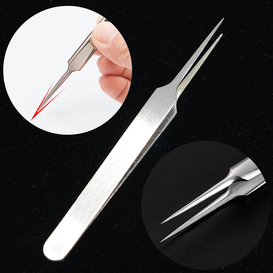 1pcs Stainless Steel Tweezers Blackhead Acne Remover Needle Eyelash Extension Eyebrow Clip Nipper Face Pore Cleaning Tools TR213 3