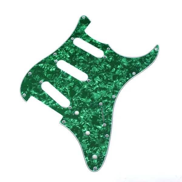 Green Pearloid 3-Ply 11 Hole Pickguard Scratch Plate SSS For Electric Guitar 
