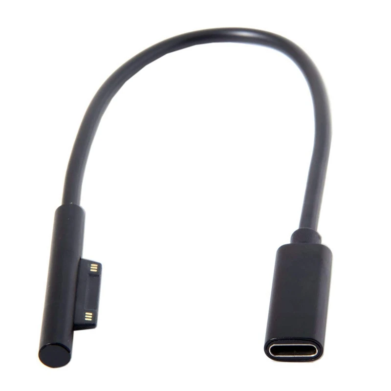 0,2 м женский USB-C зарядный кабель для Microsoft Surface Pro 6/5/4/3 Поверхность ноутбука 1/2, 45Вт 15В PD кабель для зарядки