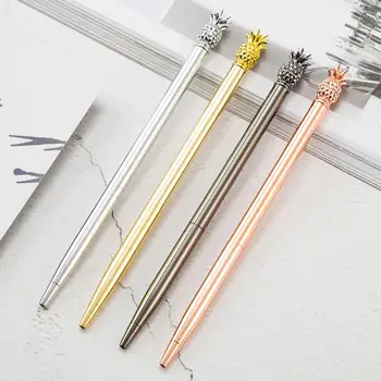 

24 pcs/lot Creative Pineapple Metal Ballpoint pen Cute Business Ball pens Signature pen office School writing supplies