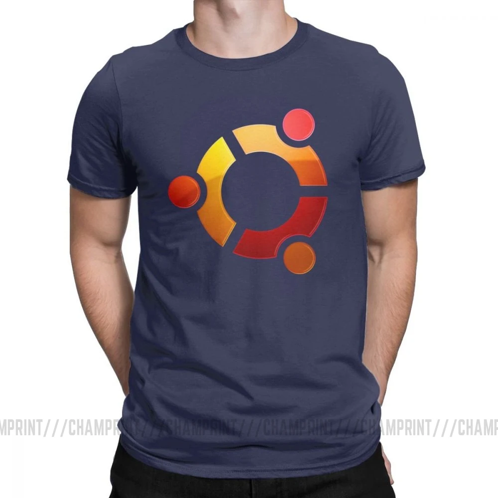Ubuntu логотип Linux футболка Мужские Винтажные футболки из чистого хлопка с круглым воротником футболки с коротким рукавом плюс размер одежда плюс размер - Цвет: Тёмно-синий