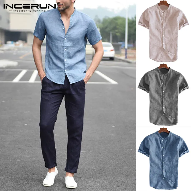 

Basic Tee Men Tops Casual Shirt Social Men Shirts Short Sleeve Slim Button Down Chemise Camisa Hombre 5XL Summer Solid Clothes