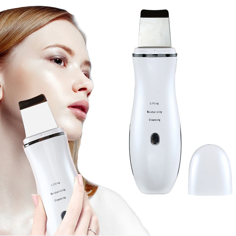 

Rechargeable Ultrasonic Facial Cleaner Face Ion Skin Scrubber Cleansing Spatula Peeling Vibration Blackhead Removal Exfoliating