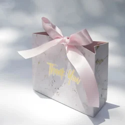 Sacs cadeaux en papier marbré gris créatif, Mini sac en papier pour fête prénatale, emballage de chocolat, boîte à dragées de mariage 