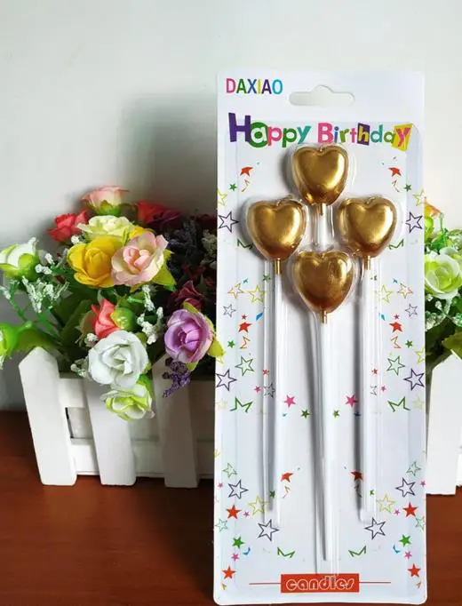 4 шт./упак. Kawaii Сердце Звезда свеча пентаграмма длинный шест день рождения в форме